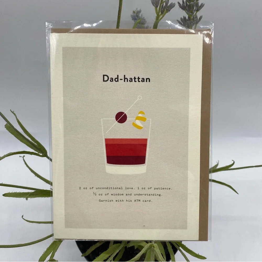 Dad-hattan home-cooked greeting card Father’s Day 4.5” by 6.25” blank inside